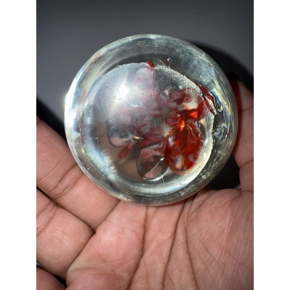 Vintage‎ Hand-Blown Trumpet & Red/White Millefiori Glass Paperweight